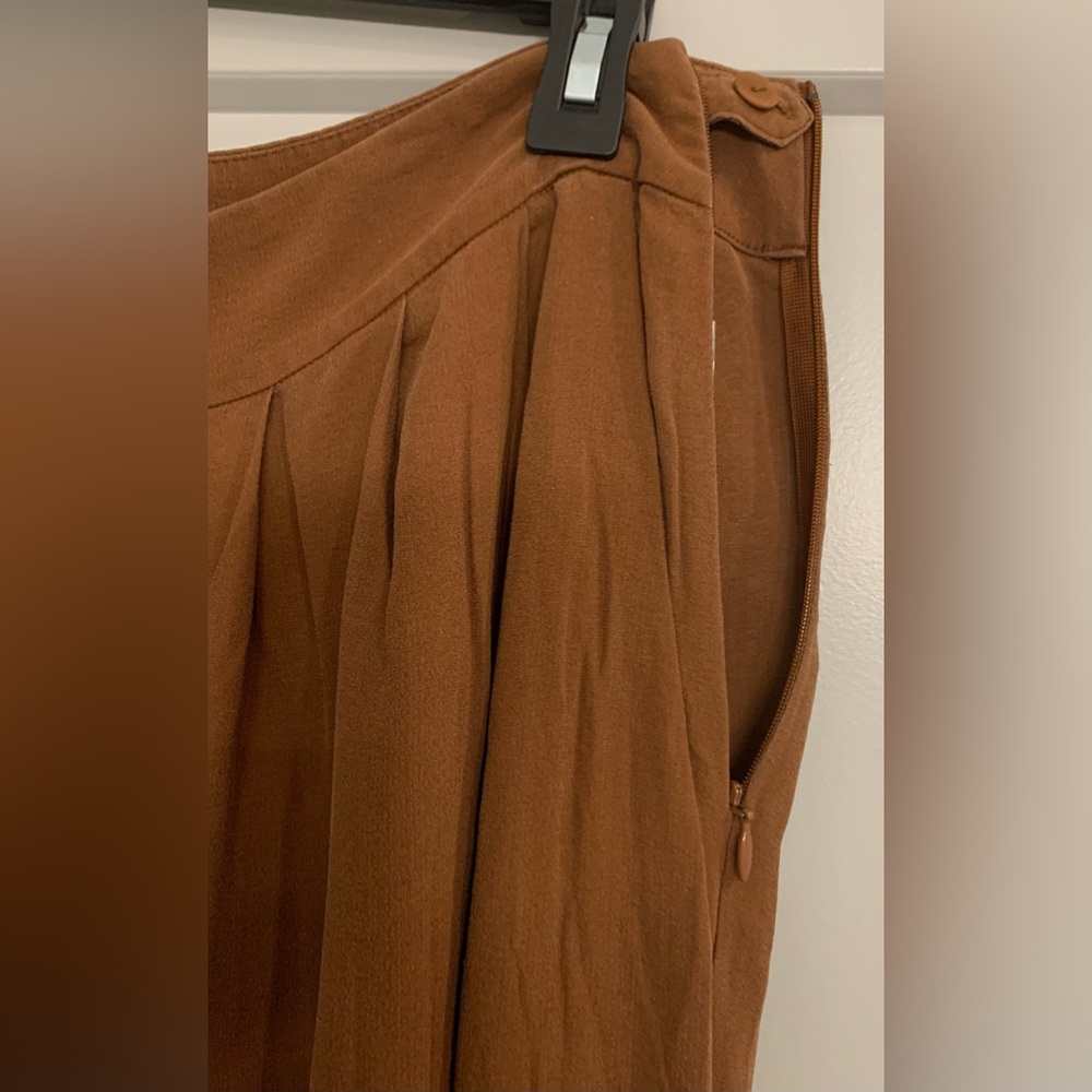 New Eileen Fisher 100% Silk Georgette Crepe Brown/Nutmeg Wide Leg Pant size 10 - Picture 6 of 13